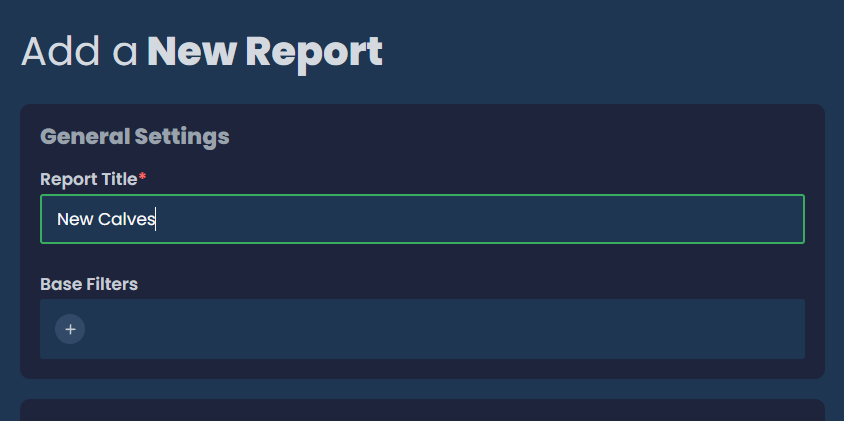 App screenshot of report title field
